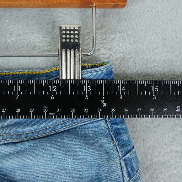 YMI Wanna Betta Butt Jean Shorts Womens 7 Blue Distressed Stretch Rolled Cuff - Picture 5 of 8